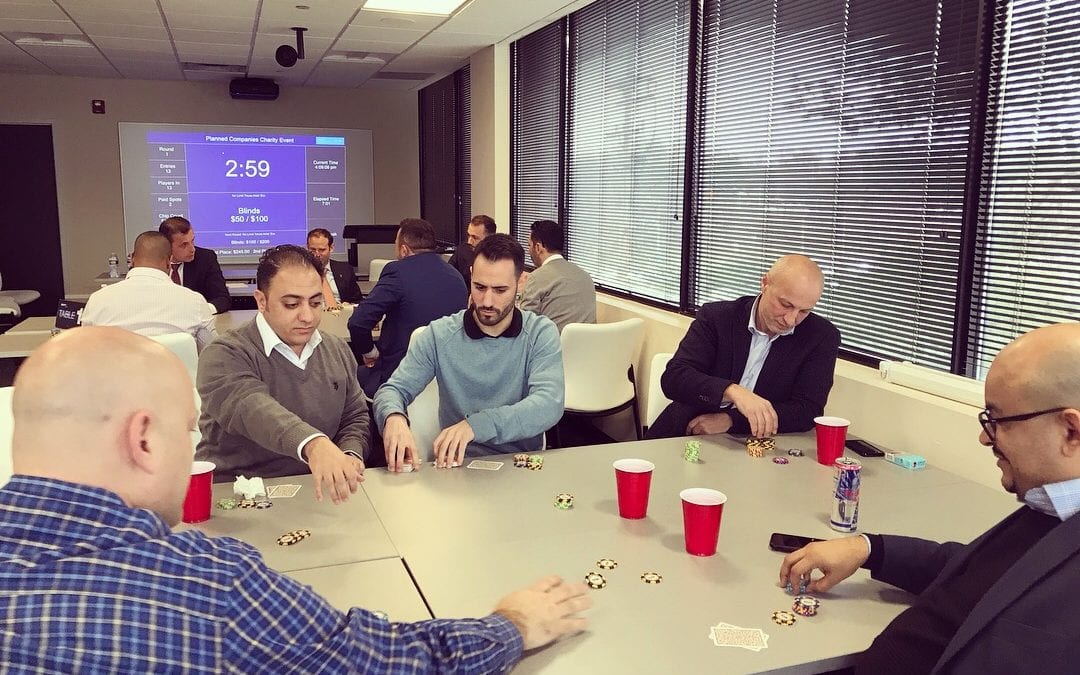 Planned employees at a charity poker event